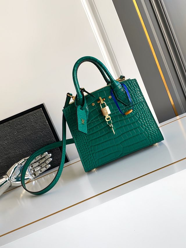 Louis vuitton original crocodile calfskin city steamer mm bag M84672 green