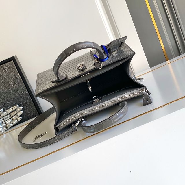 Louis vuitton original crocodile calfskin city steamer mm bag M84672 grey