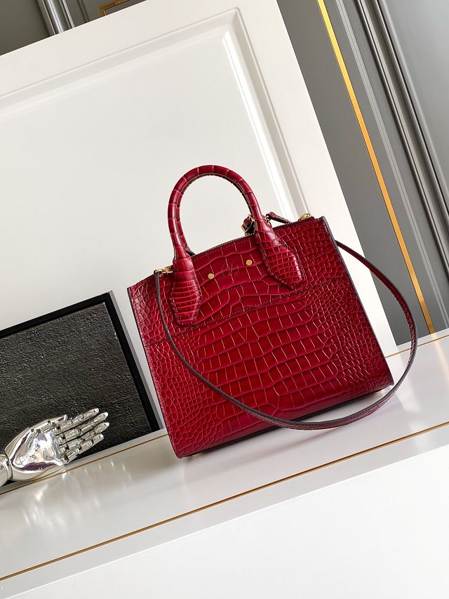 Louis vuitton original crocodile calfskin city steamer mm bag M84672 red