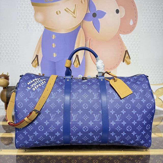 Louis vuitton original monogram canvas keepall 50 M26864 blue