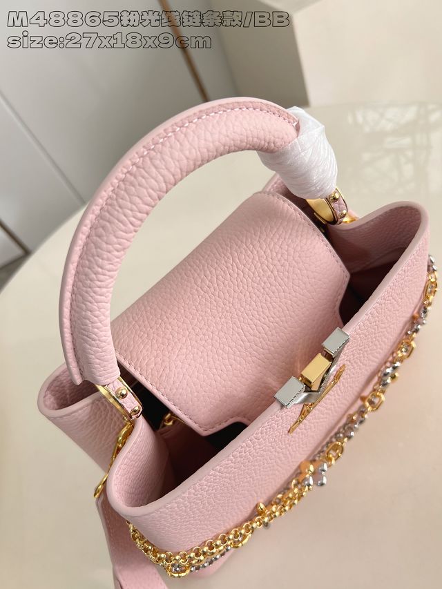 Louis vuitton original calfskin capucines BB handbag M26814 pink