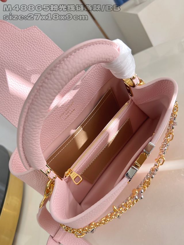 Louis vuitton original calfskin capucines BB handbag M26814 pink