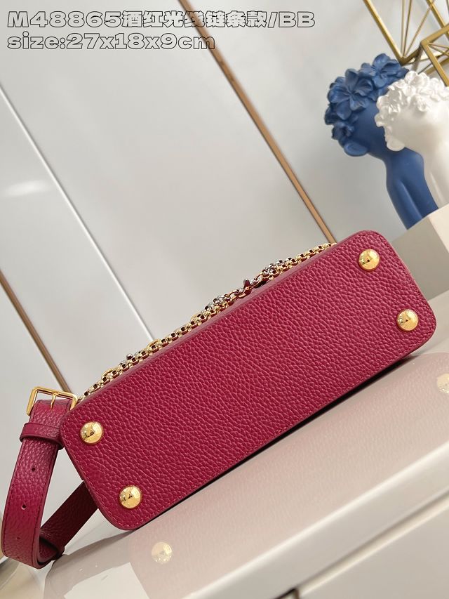 Louis vuitton original calfskin capucines BB handbag M26814 wine