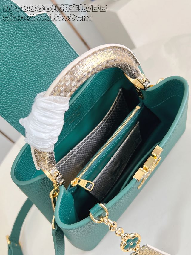 Louis vuitton original calfskin capucines BB handbag N89369 green