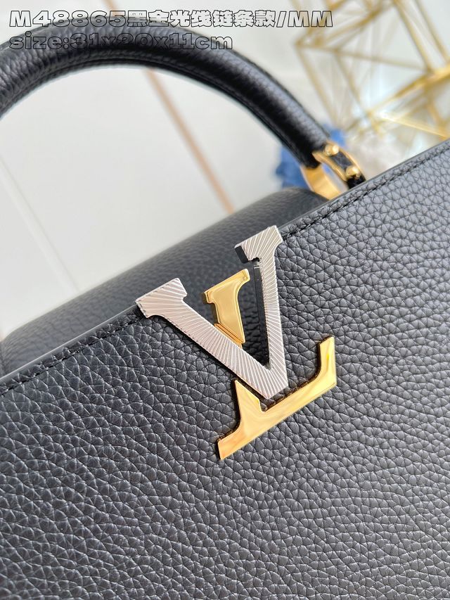 Louis vuitton original calfskin capucines MM handbag M27035 black
