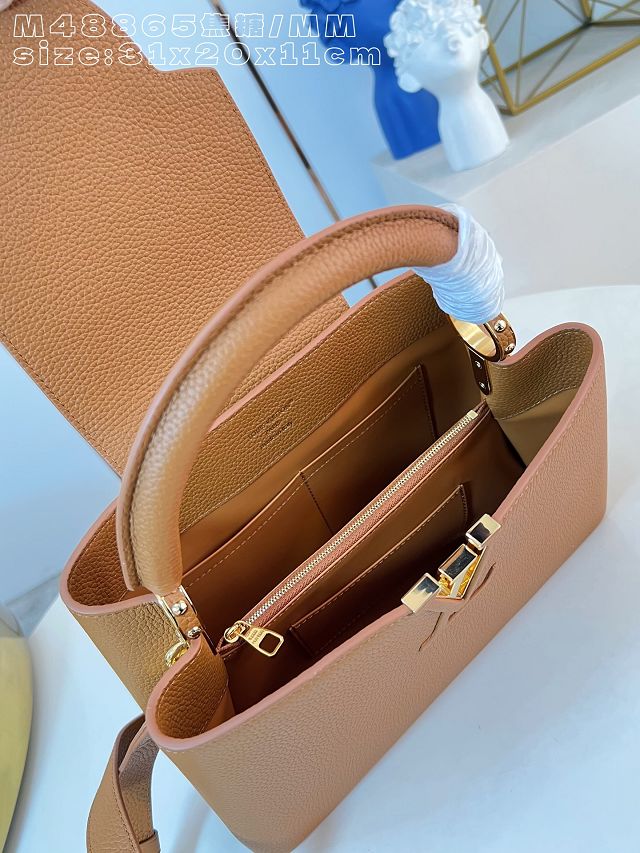 Louis vuitton original calfskin capucines MM handbag M59227 caramel