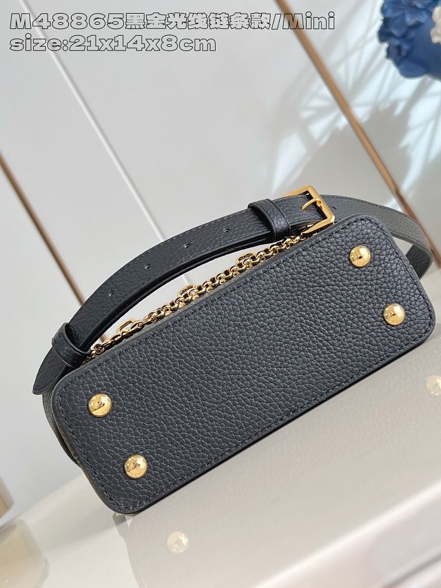 Louis vuitton original calfskin capucines mini handbag M26351 black