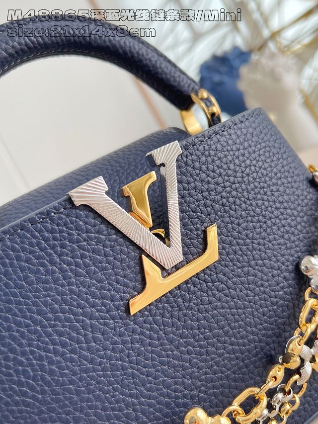 Louis vuitton original calfskin capucines mini handbag M26351 blue