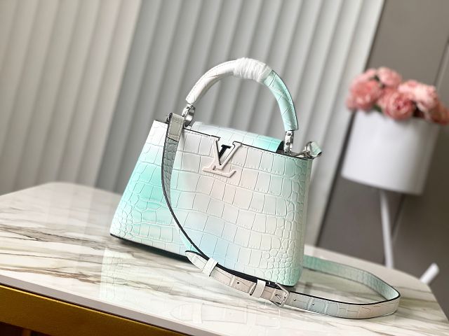 Louis vuitton original crocodile calfskin capucines BB handbag N93163 white&blue