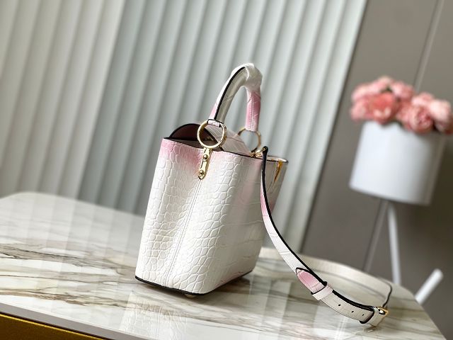 Louis vuitton original crocodile calfskin capucines BB handbag N93163 white&pink