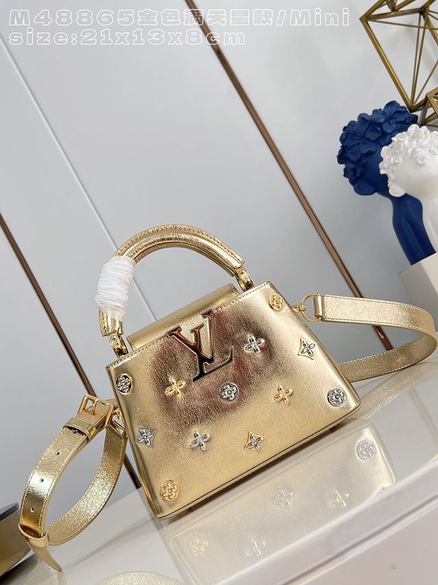 Louis vuitton original calfskin capucines mini handbag M13737 gold