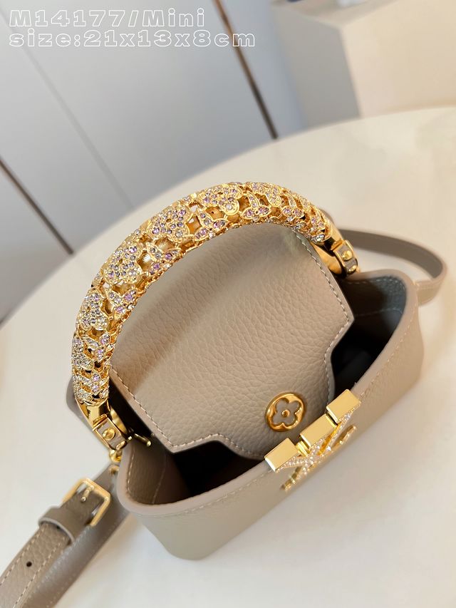 Louis vuitton original calfskin capucines mini handbag M13737 grey