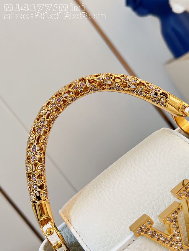 Louis vuitton original calfskin capucines mini handbag M13737 white