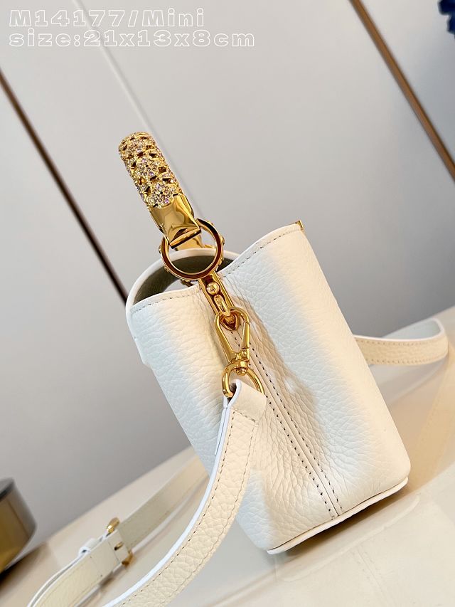 Louis vuitton original calfskin capucines mini handbag M13737 white