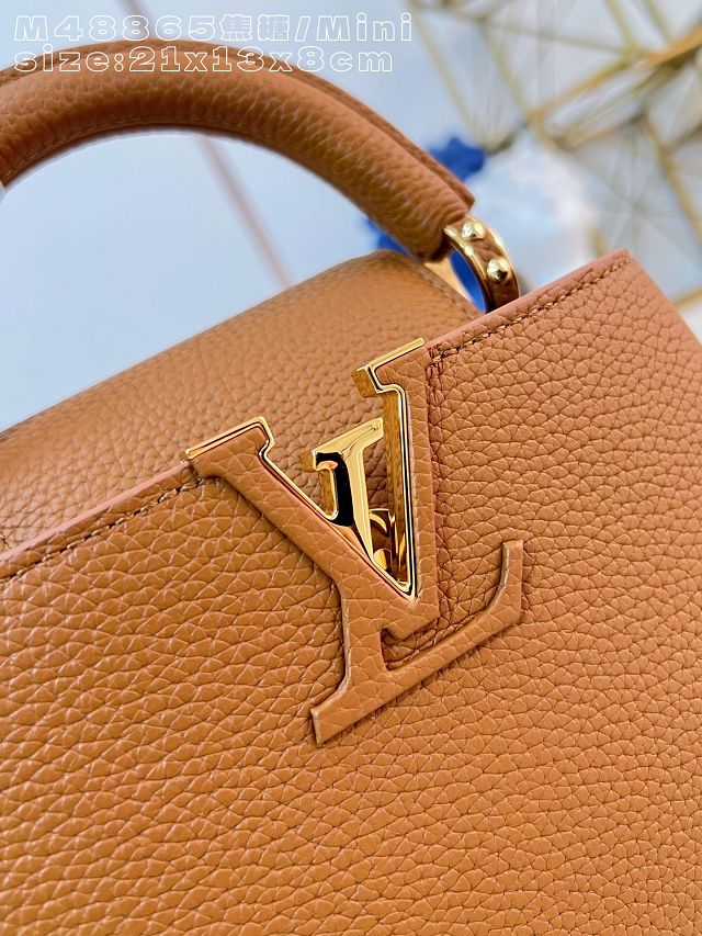 Louis vuitton original calfskin capucines mini handbag M22606 caramel