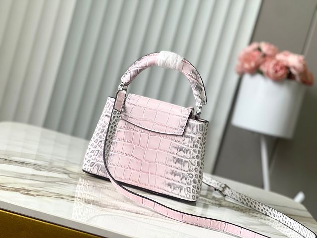 Louis vuitton original crocodile calfskin capucines mini handbag N93161 pink