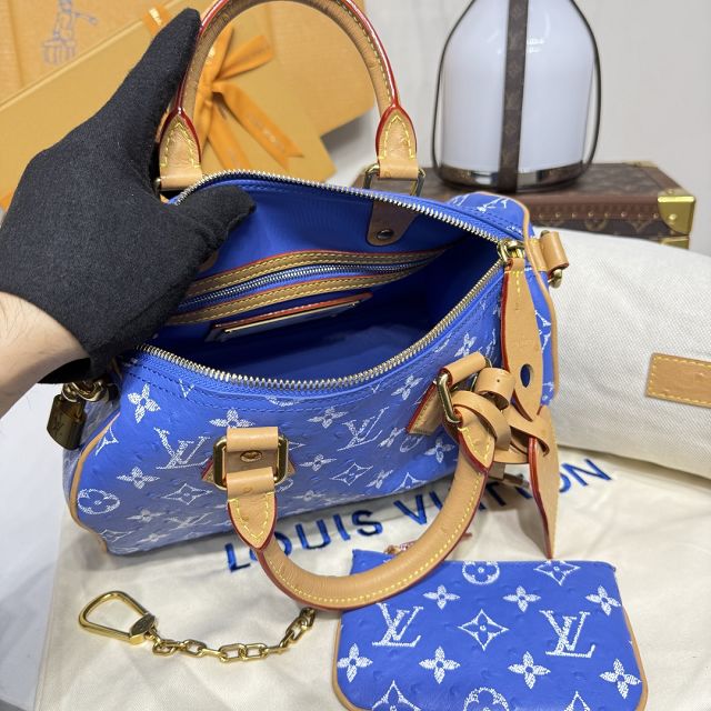 Louis vuitton original ostrich calfskin speedy P9 25 N13912 blue