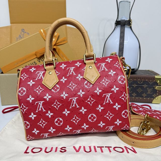 Louis vuitton original ostrich calfskin speedy P9 25 N13912 red