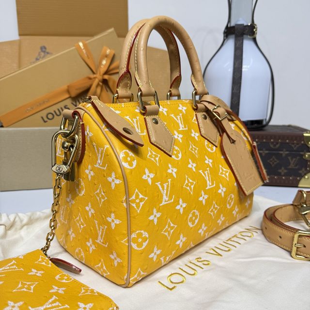 Louis vuitton original ostrich calfskin speedy P9 25 N13912 yellow