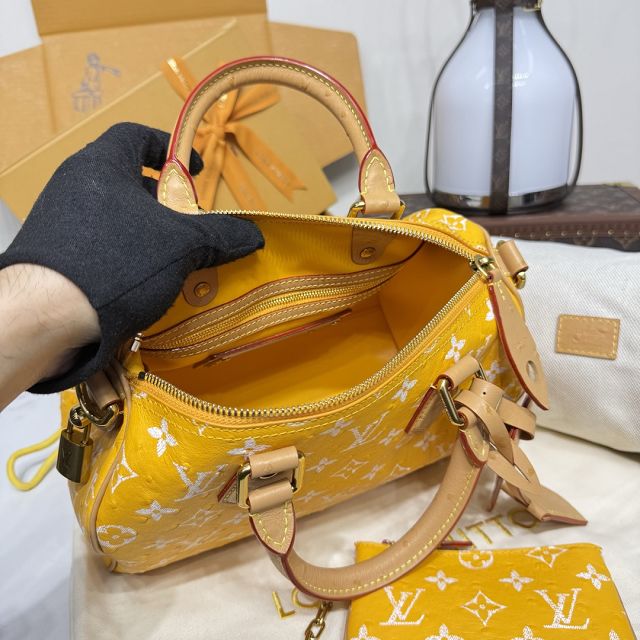 Louis vuitton original ostrich calfskin speedy P9 25 N13912 yellow