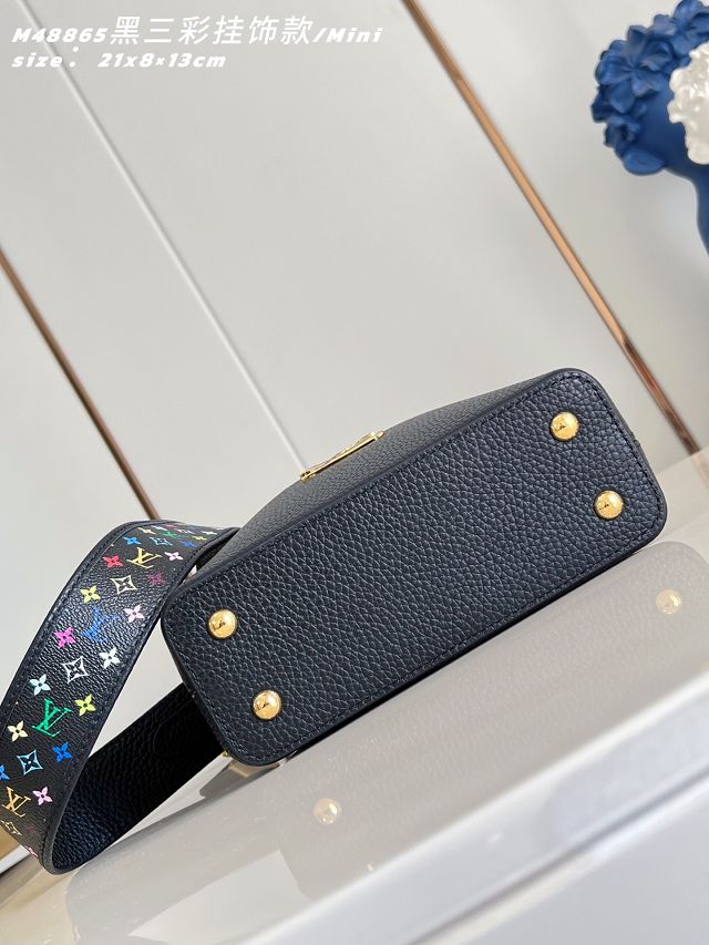 Louis vuitton original calfskin capucines mini handbag M14101 black