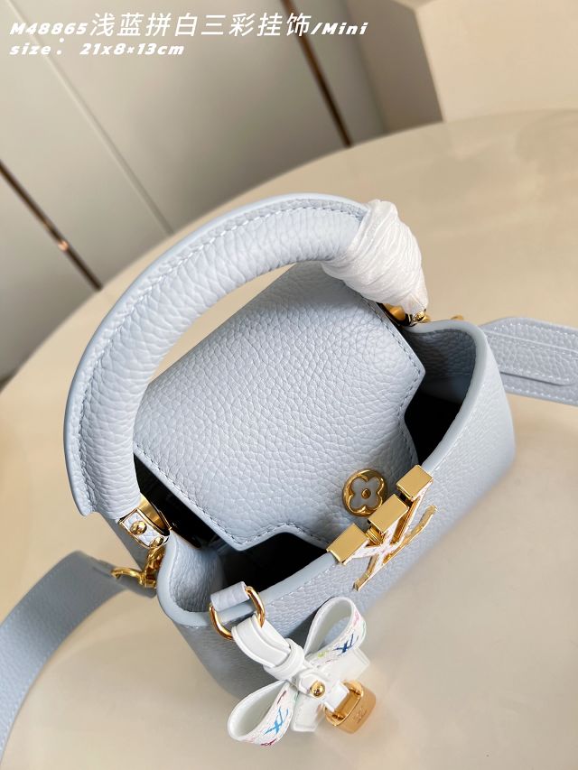 Louis vuitton original calfskin capucines mini handbag M14101 light blue