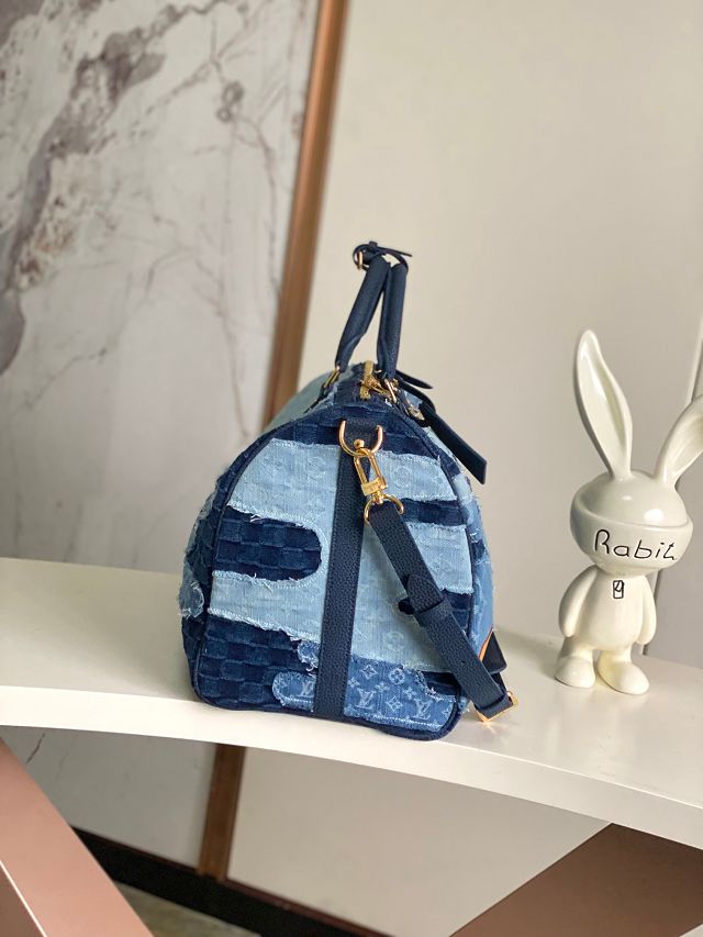Louis vuitton original denim keepall 50 M26117 blue