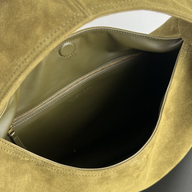 BV original suede calfskin medium hop bag 803977 olive