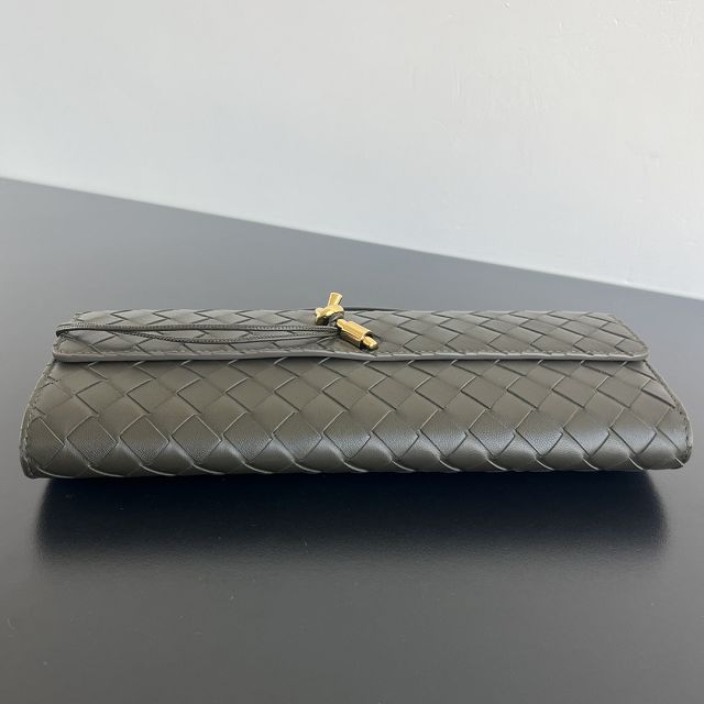 BV original lambskin andiamo long clutch 741511 khaki