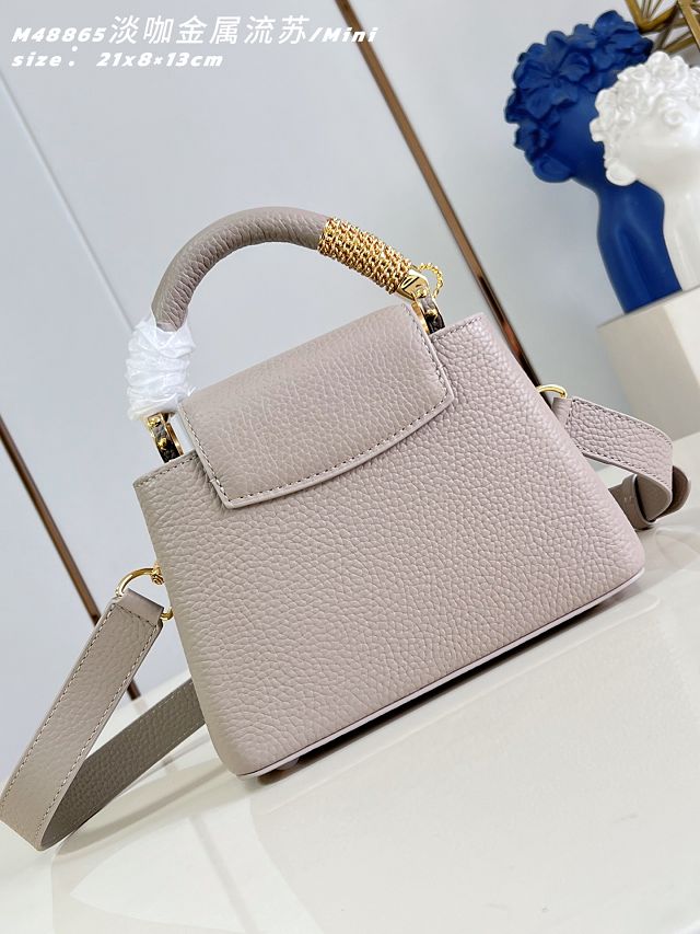 Louis vuitton original calfskin capucines mini M26328 grey