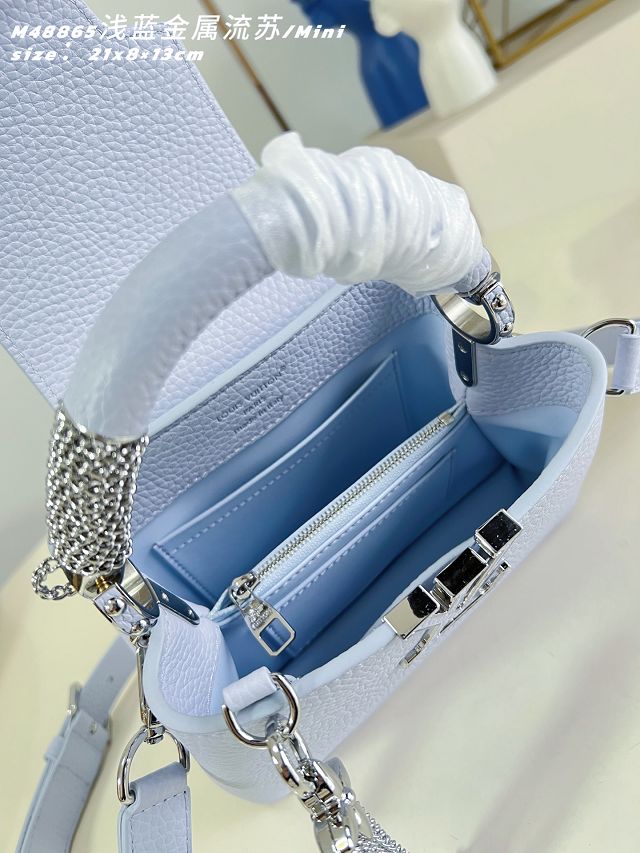 Louis vuitton original calfskin capucines mini M26328 light blue