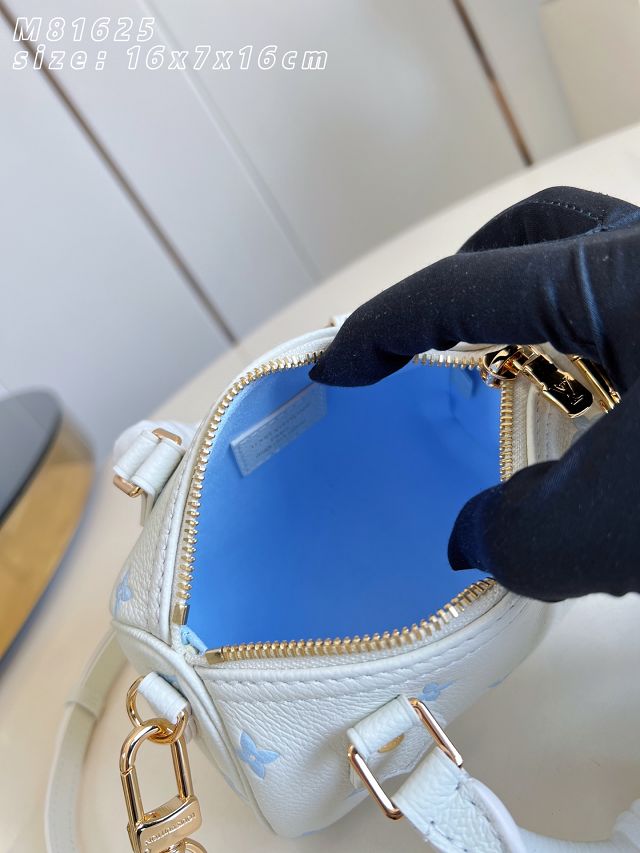 Louis vuitton original calfskin nano speedy M27702 milky&blue