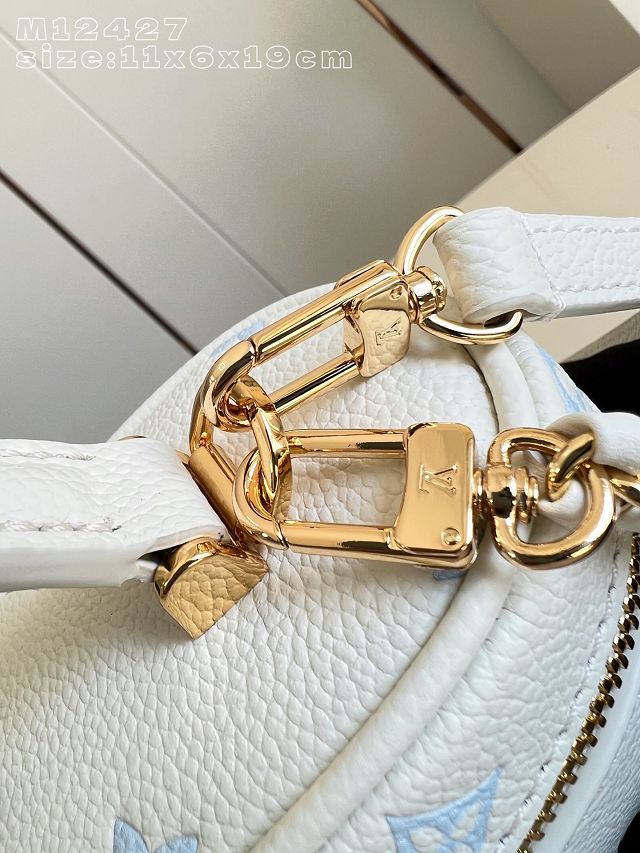 Louis vuitton original calfskin vanity chain pouch M27744 milky&blue