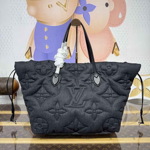 Louis vuitton original denim neverfull Inside out MM M26364 black