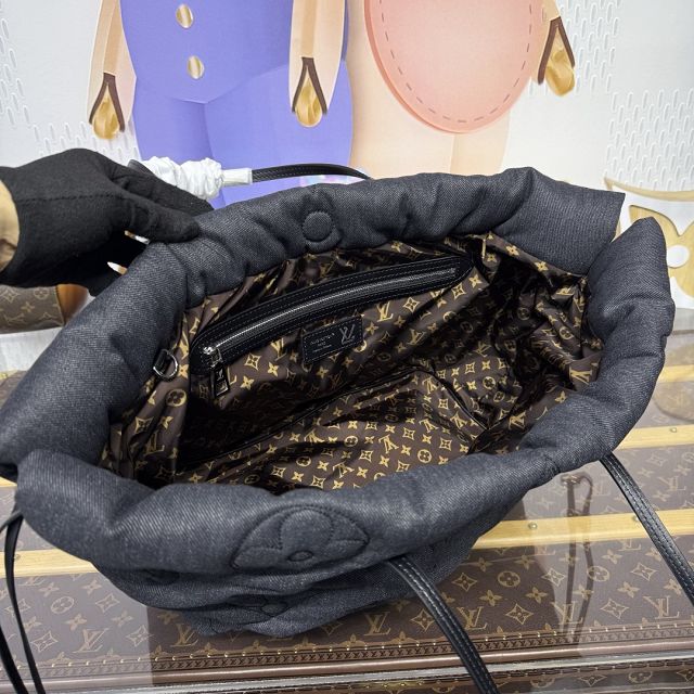 Louis vuitton original denim neverfull Inside out MM M26364 black