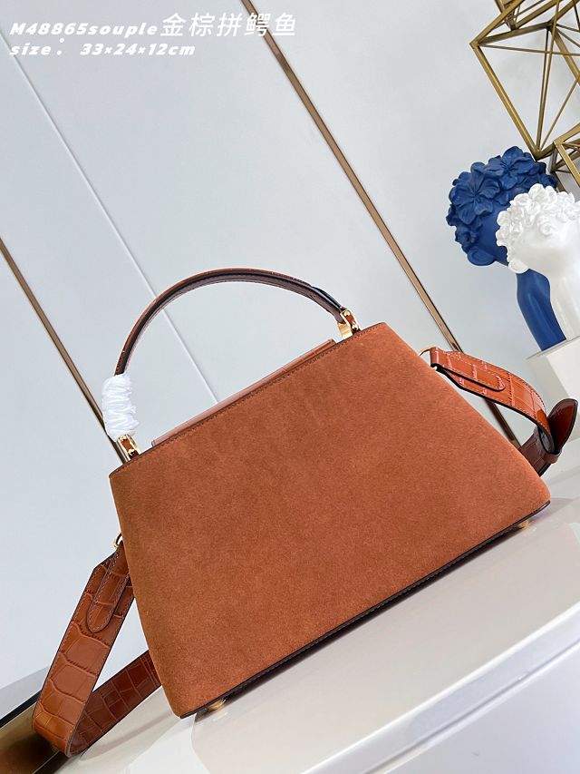 Louis vuitton original suede capucines MM souple M14979 brown