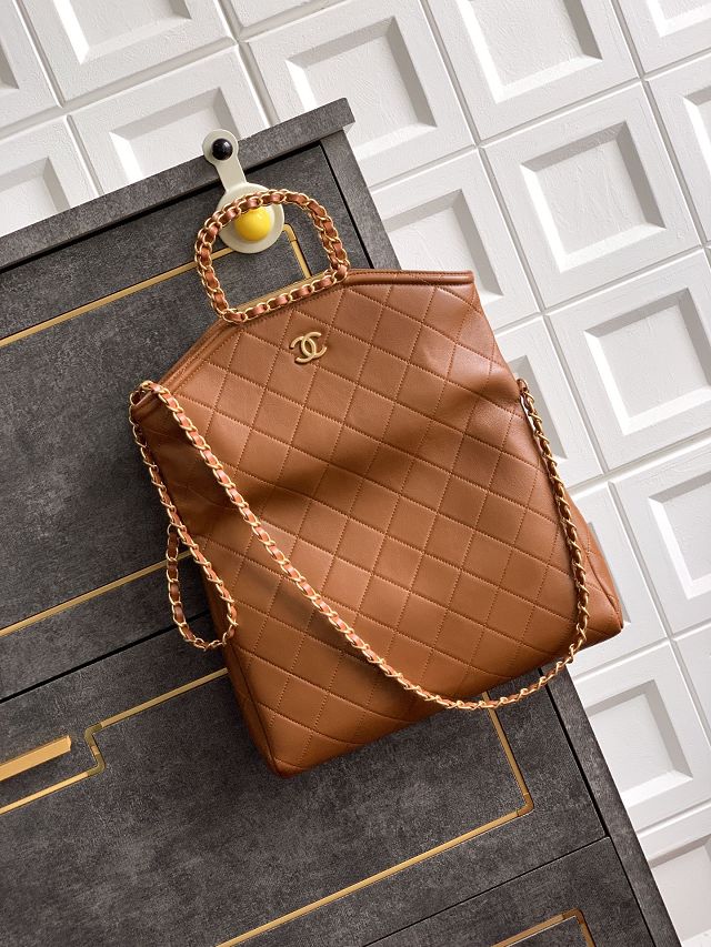 CC original calfskin large handbag AS5936 brown