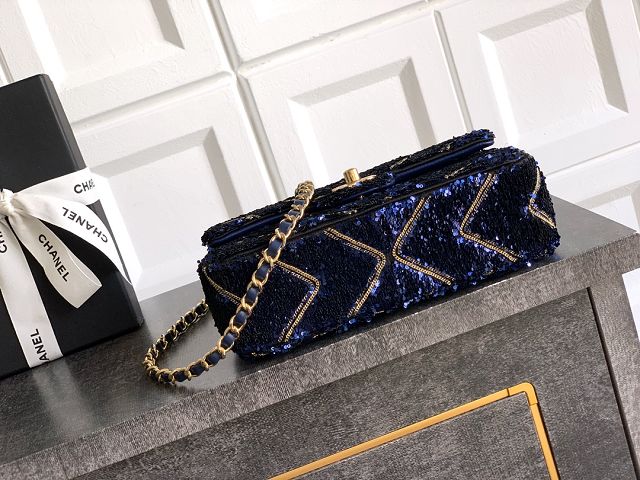 CC original sequins mini flap bag AS4561 blue