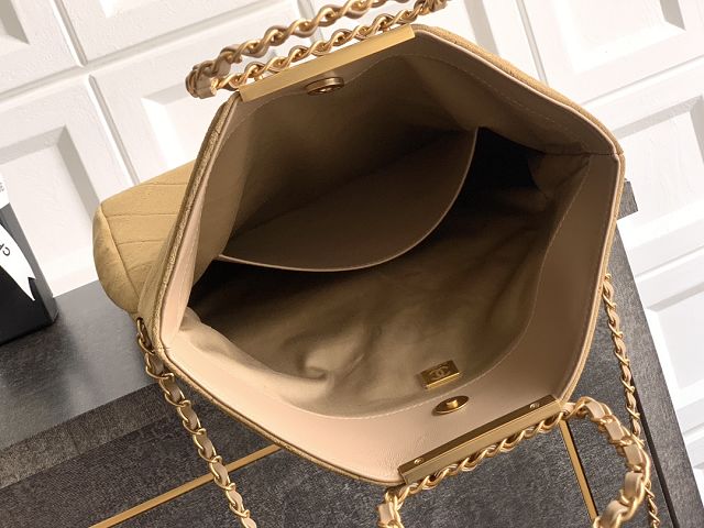 CC original suede calfskin large handbag AS5936 apricot