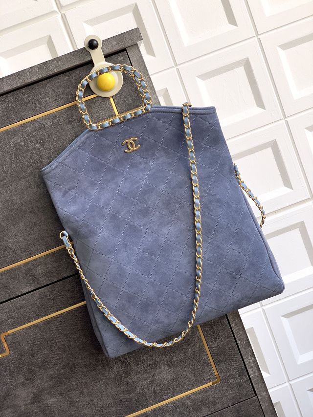 CC original suede calfskin large handbag AS5936 light blue