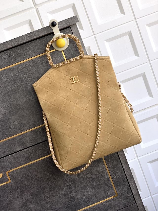 CC original suede calfskin medium handbag AS5896 apricot