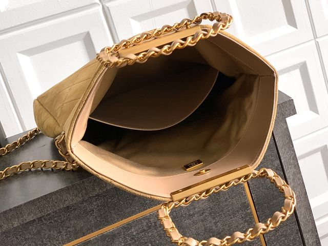 CC original suede calfskin medium handbag AS5896 apricot