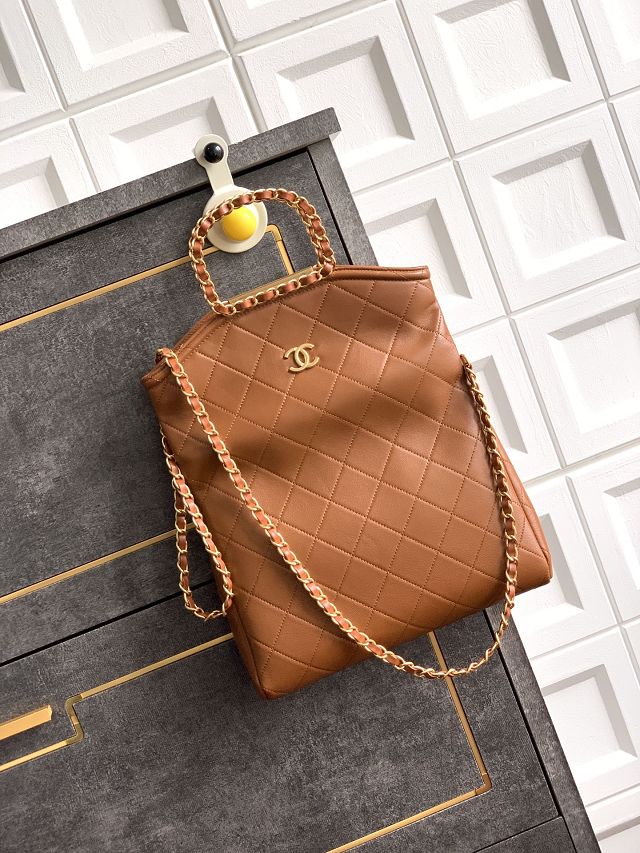 CC original calfskin medium handbag AS5896 brown