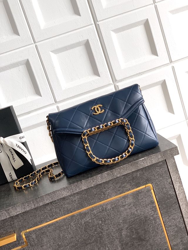 CC original calfskin small handbag AS5895 blue