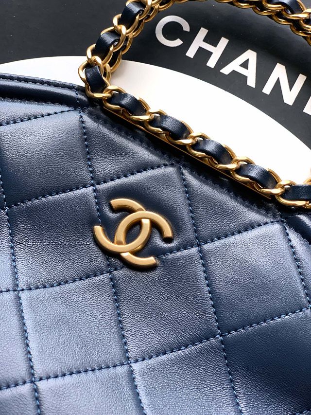 CC original calfskin small handbag AS5895 blue