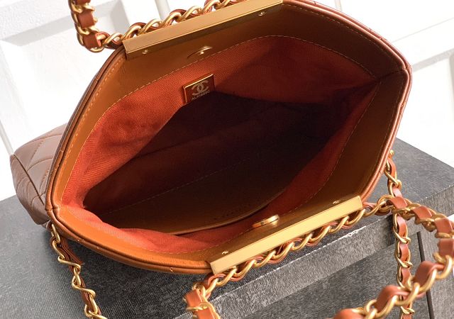 CC original calfskin small handbag AS5895 brown