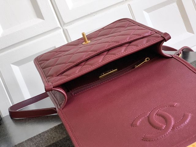 CC original grained calfskin small backpack AS5715 bordeaux