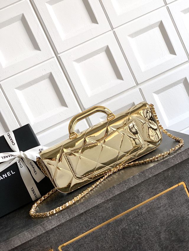 CC original patent calfskin clutch AS5807 gold