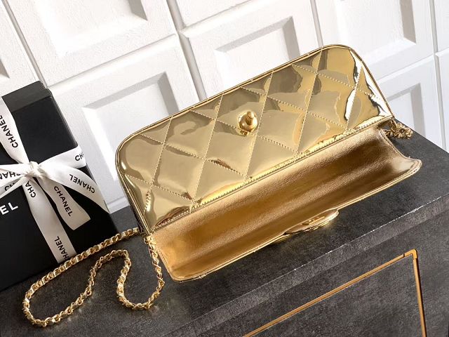CC original patent calfskin clutch AS5807 gold