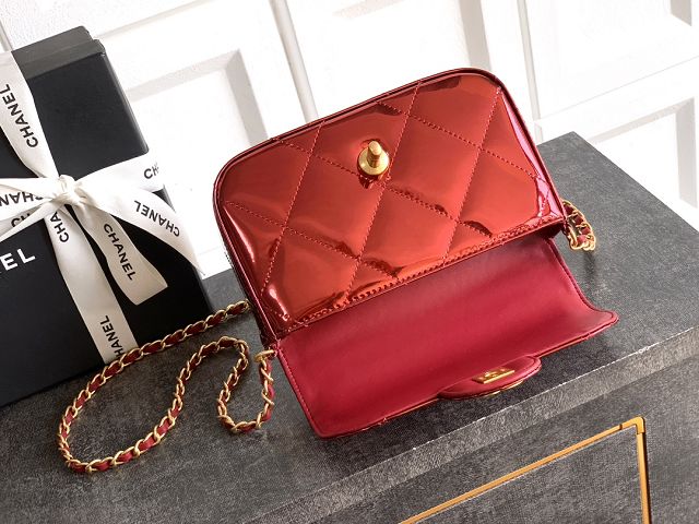 CC original patent calfskin small clutch AS5805 red